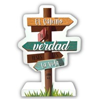 Placa de Madera en Forma de Encrucijada - El Camino, la Verdad (Madera) [Miscelánea]