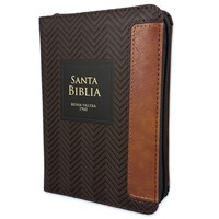 RVR60 Biblia Bitono Geométrico Tamaño Bolsillo con Cierre e Índice (Imitación Piel)
