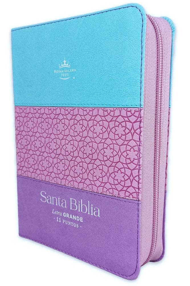 RVR60 Biblia Tricolor Tamaño Portátil Letra Grande con Índice y Cierre